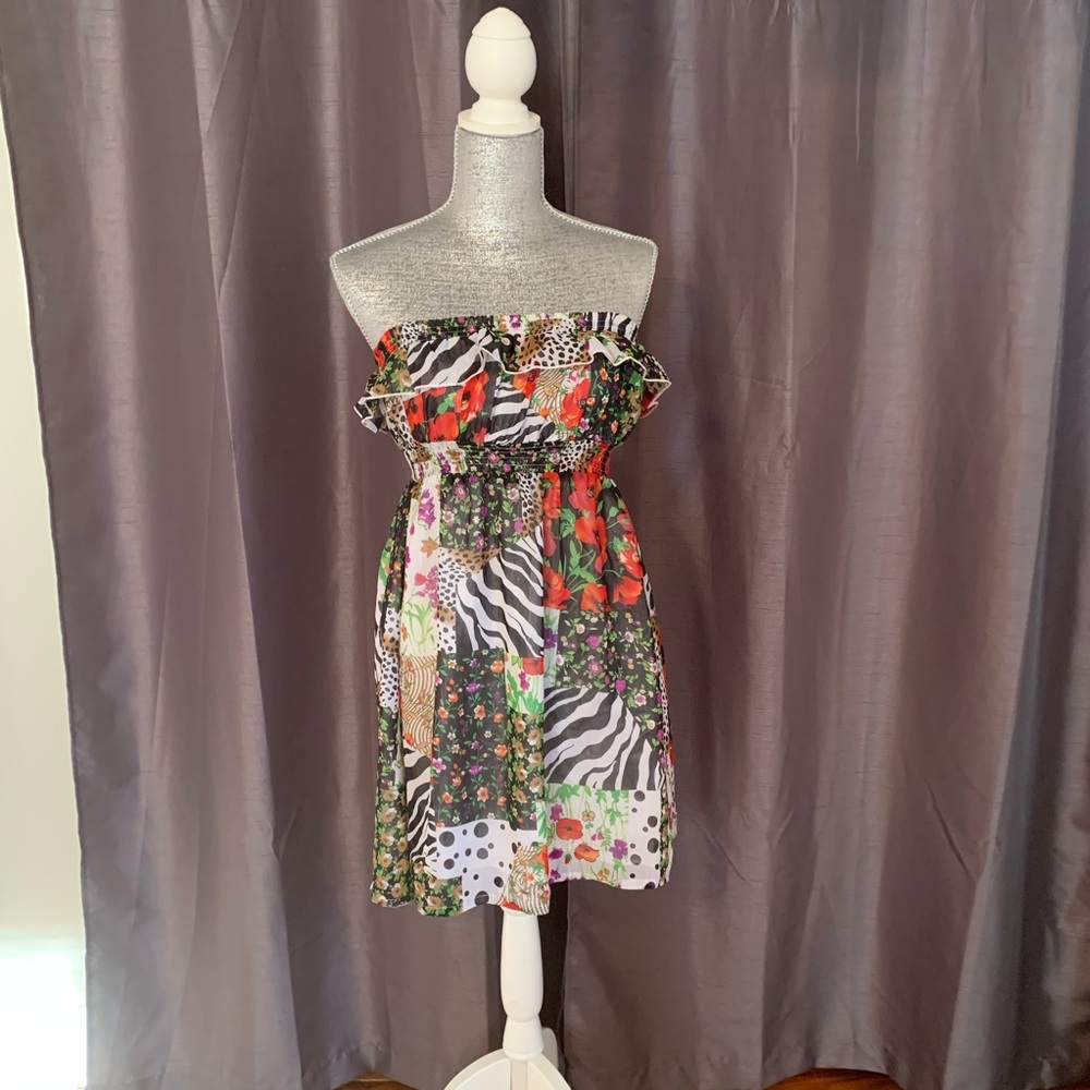 Twenty One Garden Jungle Strapless Dress